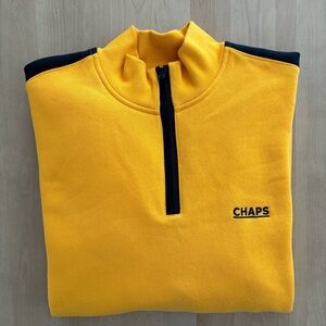 CHAPS. 1/4 Zip Pullover. Yellow/navy Blue. Size XXL. BRAND NEW. Fast Shipping.